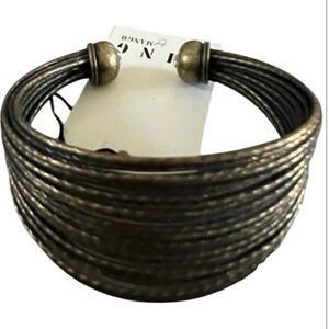 NWT MNG Mango Semora steel & brass cuffed bracelet